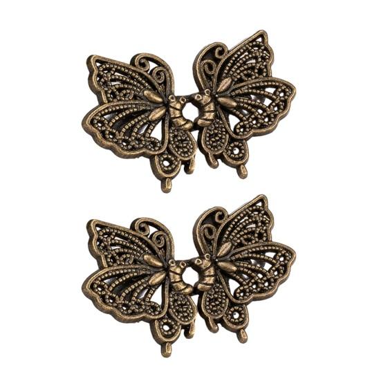 2 Pairs Butterfly Waist Tightener Pins, Detachable No-sew Pants Waist Tighteners, Rhinestone Metal Butterfly Pins for Jeans Trousers Skirts Loose 2 Pairs C