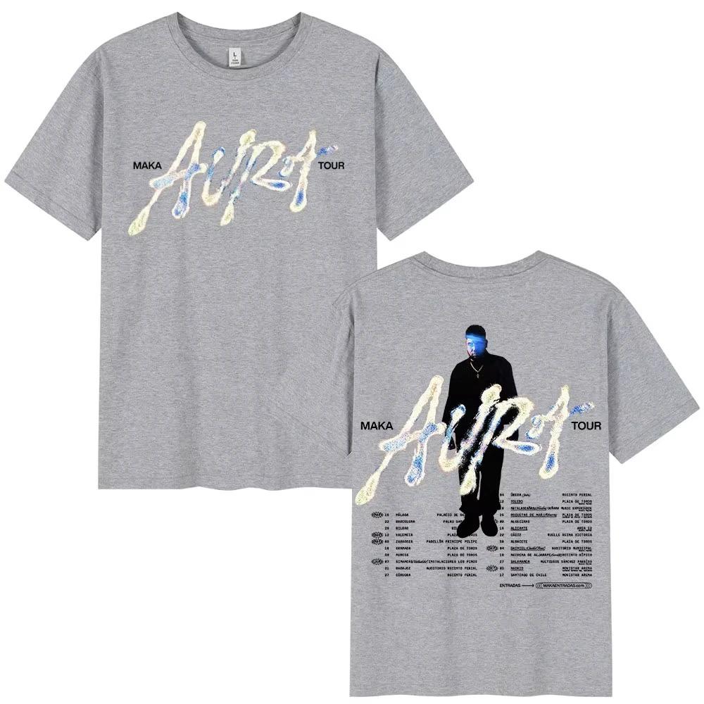 

2026 Rapper Maka Aura Tour Merch Tshirt Unisex Women Fashion Hip Hop Vintage Tshirts Casual Cotton ONeck Short Sleeve T Shirt S