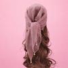 Pearl Tassel Rhinestone Square Scarf Lace Trim Solid Color Full Sky Star Headwrap Breathable Fabric Hair Wrap