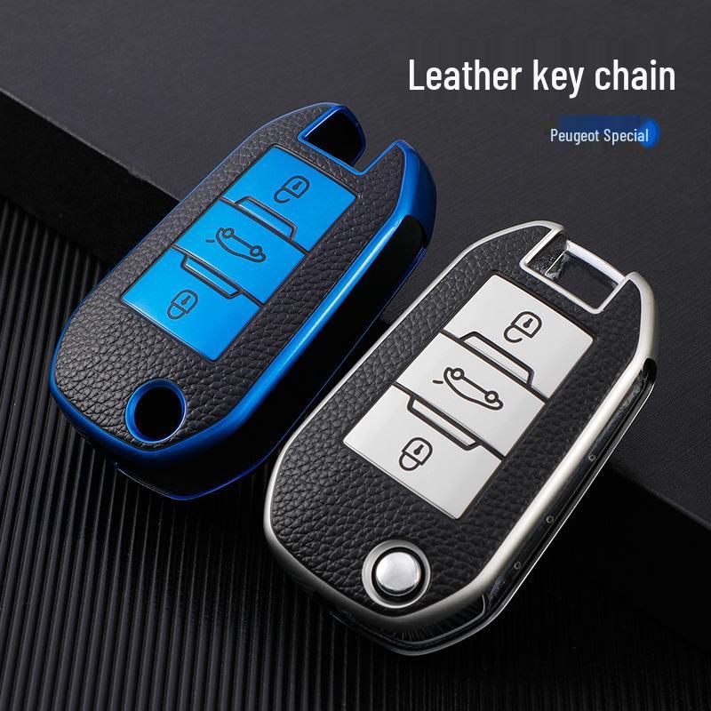 Leather Pattern Dongfeng Peugeot Key Case for 308, 301, 408, 308s, 3008, 2008, and 508 Models
