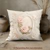 Vintage Rosen Spitzen Kissenbezug 2D Faux Stickerei Druck Shabby Chic Blumiges Kissenbezug für Sofa Bett Couch Französisches Landhaus