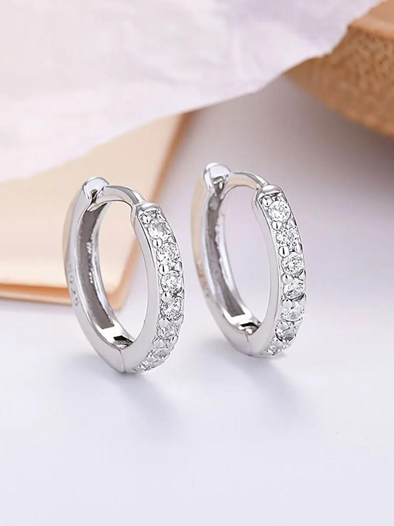 S925 Sterling Copper Pin Earrings Fashion Hoop Earrings White Gold Plated Earrings Nickel Free Earrings