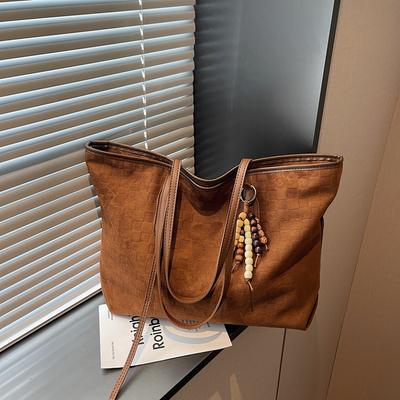 Large-capacity Bag, Women's New College Student Class Shoulder Bag, Tote Bag, Simple Deerskin Fleece Commuter Bag