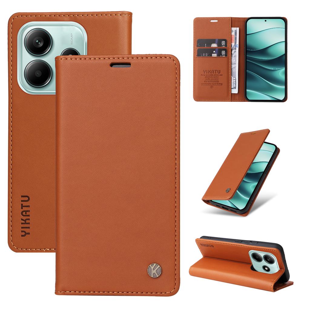 YIKATU YK-001 For Xiaomi Redmi Note 14 5G Case Stand Leather Phone Cover Strong Magnetic Closure