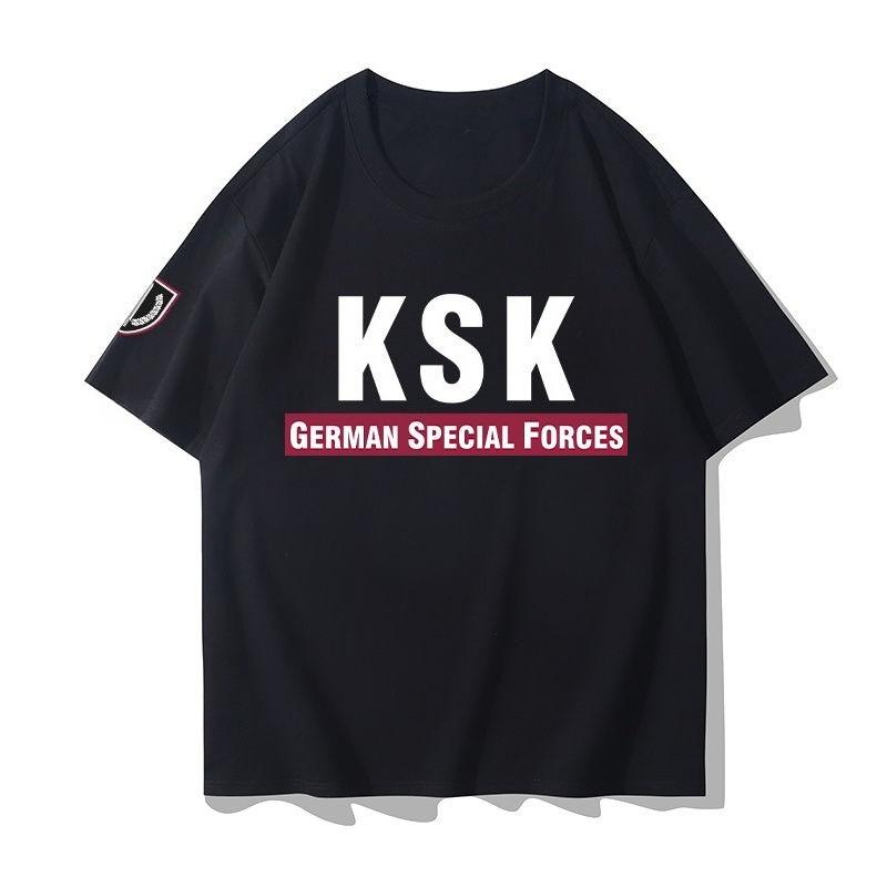 GerUnisexy Ksk GerUnisex Special Forces Tshirt Military Fan Military Style Tactical Casual Shortsleeved Top pure Cotton Tee Summer