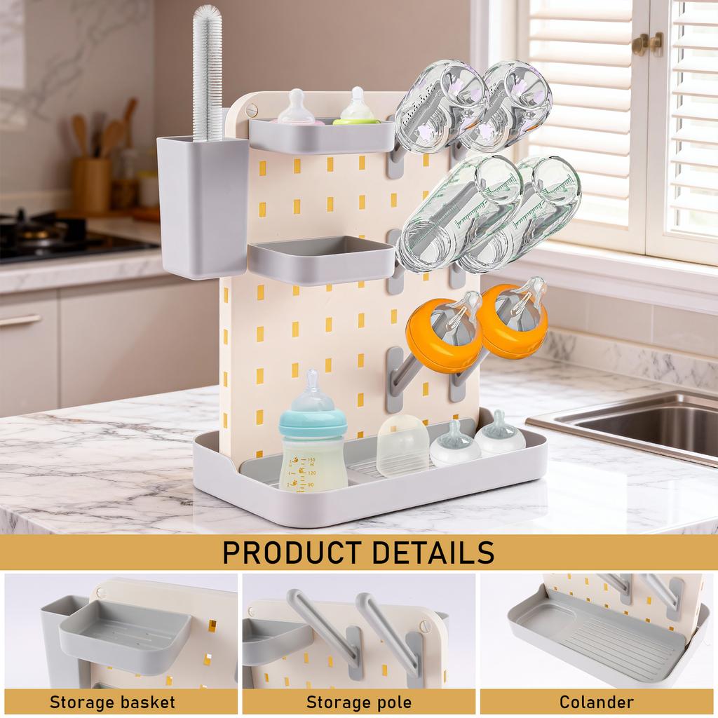 Baby Bottle Drying Rack Large Capacity Kitchen Bottle Rack Dryer Holder for Baby BottlesSpace Saving Baby Bottles Rack With Hook