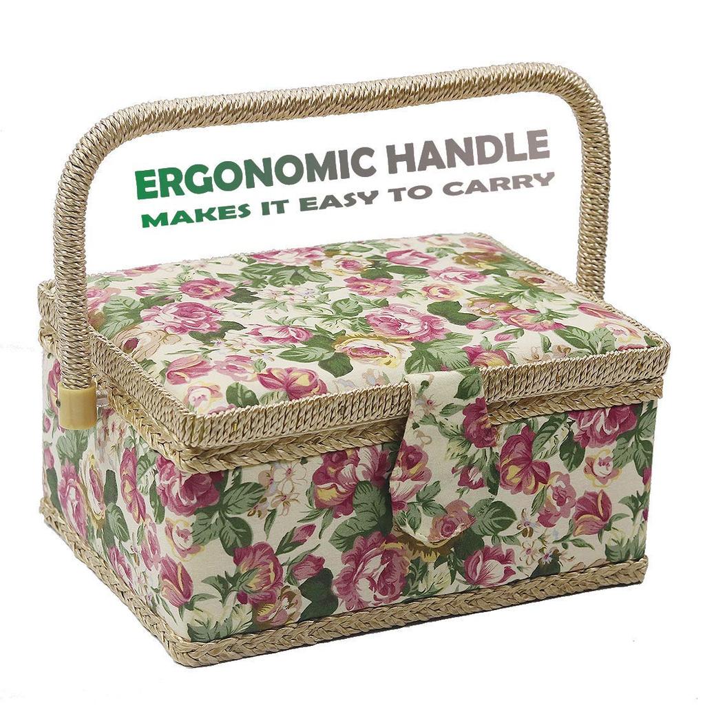 Sewing Large Capacity Floral Pattern Storage for Home Sewing Kit Easy to DIY Craft Gift for D&D Box, Case, Portable, Use, Storage, Carry,