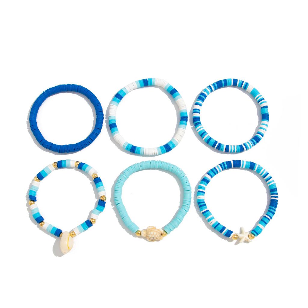 Trendy Charm Bracelet with Marine Element Shell Starfish Pendant Sweet Style Flower Design Alloy Material