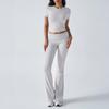 European & American Women's Slim Fit Short Sleeve Long Pants Suit - Spring/Summer 2025 Collection, Casual Solid Color.