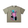 260 GSM Double Yarn 32 Count 100% Cotton Dandadan V17 Jiji White Print Unisex Heavy Cotton T Shirt