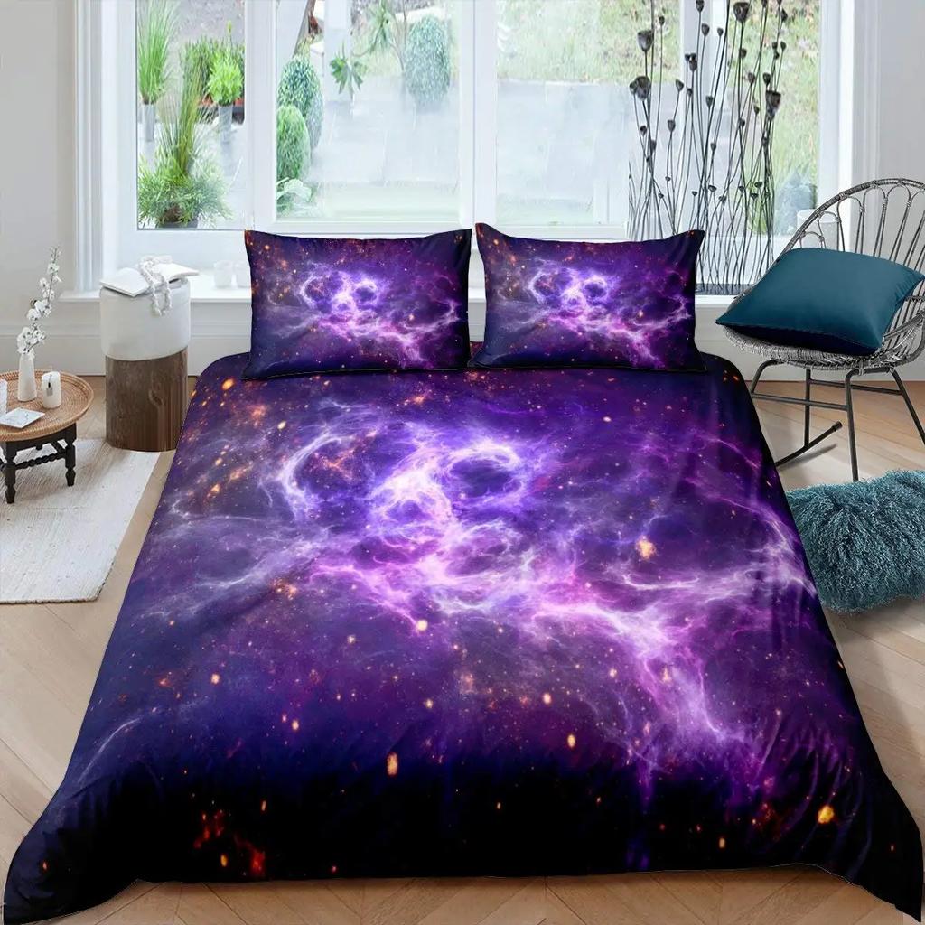 Galaxy Space Bedding Duvet Cover Set Queen Galaxy Planet Printed Comforter Cover Universe Bedding Set Solar System Decor Teens