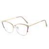 Trendy Glasses Frame Two-Color Flat Glasses Women'S Metal Anti-Blue Cat Glasses Frame Can Be Equipped With Myopia Glasses