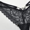 Women's Solid Color Lace Chain V Pants Sexy Black Metal Thong Low Waist Transparent Underwear