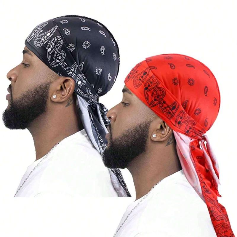Turban Hat Printed Wigs Biker Headwrap Pirate Hats For Men Hair Accessories Long Tail Straps Bandanas Pirate Hat Pirate Costume