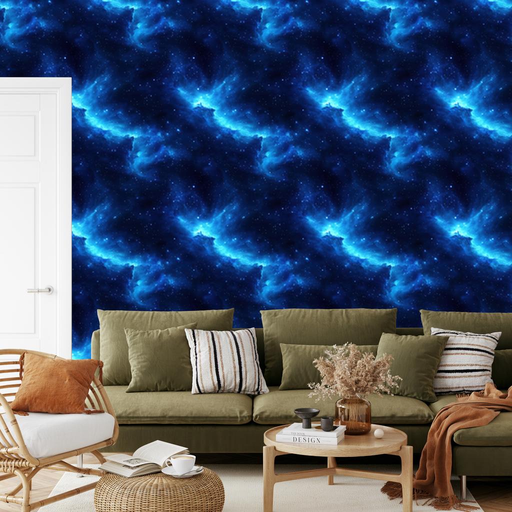 Watercolor Galaxy Wallpaper Navy Blue, Bottom Blue 50x1000