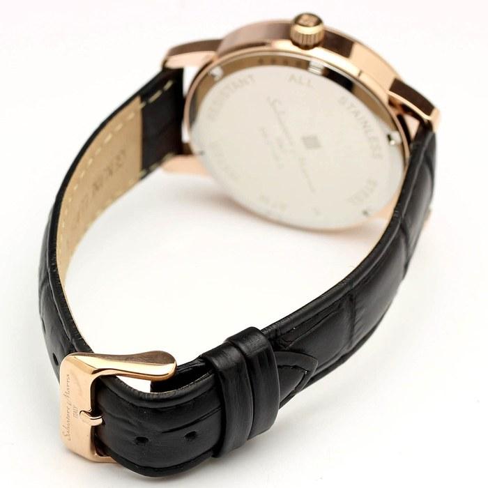 [Salvatore Marra] Watch Moon Phase Multi-Calendar 50m Waterproof Business Formal Men's Leather Strap Limited Edition Black Pink Gold