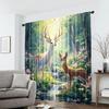 Set Of 2 Elegant Spring Floral Wild Elk Design Curtains Polyester Uv Filter Ideal Living Room Decor Curtain Machine Washable Perfect For