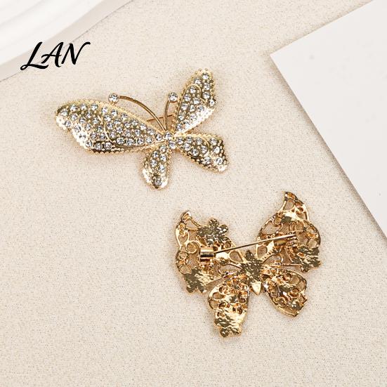 Elegant Butterfly Jewelry Rhinestone Brooch for Women, Shape Lapel Pin Non-fading Clip, Sweater Cardigan Coat Suit Scarf Accessories Long-lasting