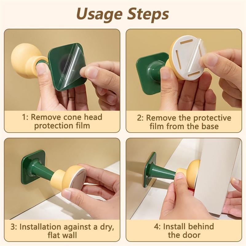Cute Wall Door Stoppers, Silicone Self Adhesive, No Drill, Decorative Door Holder Stops