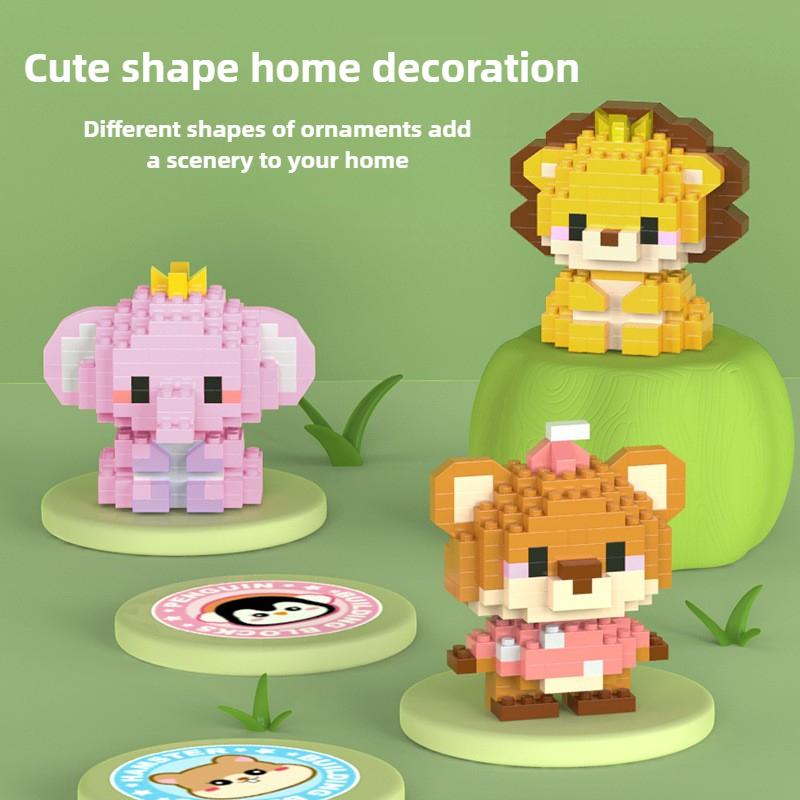 Children Micro Building Block Toy Mini Cartoon Animals Puzzle Assembling Bricks Table Decoration Toys for Kids Christmas Gifts