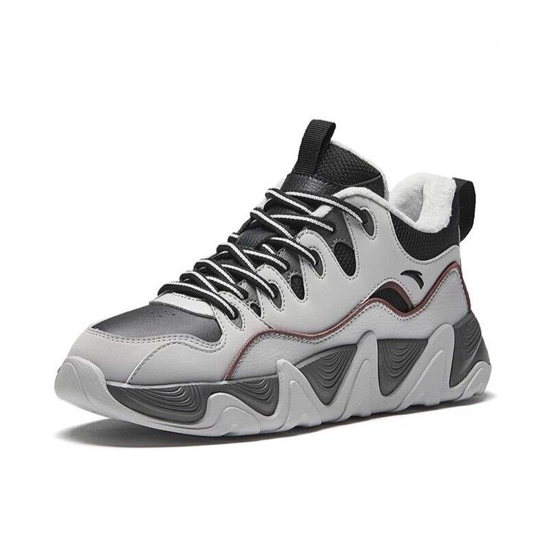 New Anta Back Wave 1.0 Slip Resistant, Abrasion Resistant, Thermal Mid Top Casual Shoes Women's Black Gray 922448916-3