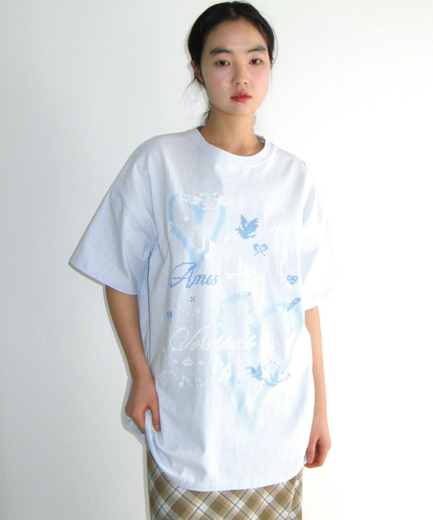 AMES-WORLDWIDE Heart Pixel Art Tee Blue