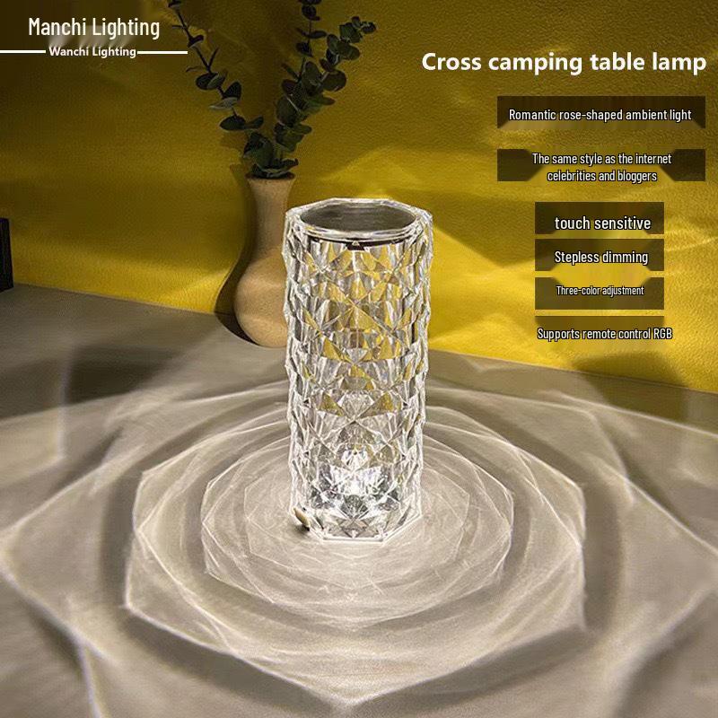 

Modern Minimalist Crystal Rose Touch Bedside Lamp