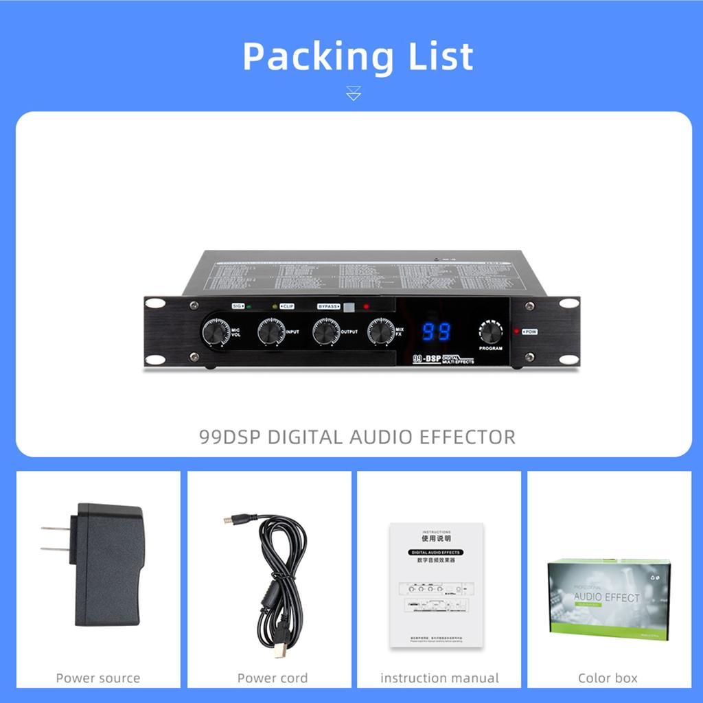 Professional Karaoke Mixer 99 DSP Digital Audio Effector Stereo Sound Effect Bluetooth-compatible 5.0 Transmission