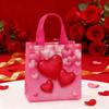 1-30PCS Pink Non-Woven Heart Shaped Tote Bag with Printed Logo for Valentine's Day Birthday Wedding Gift Shopping Bag