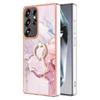 For Samsung Galaxy S25 Ultra Case with Ring Kickstand Marble Pattern Electroplating TPU Back Cover
