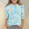 Kids Animal Print Crew Neck 3/4 Sleeve Casual T Shirt Soft Fabric Comfortable Fit Lightweight Design Suitable for Everyday Wear
