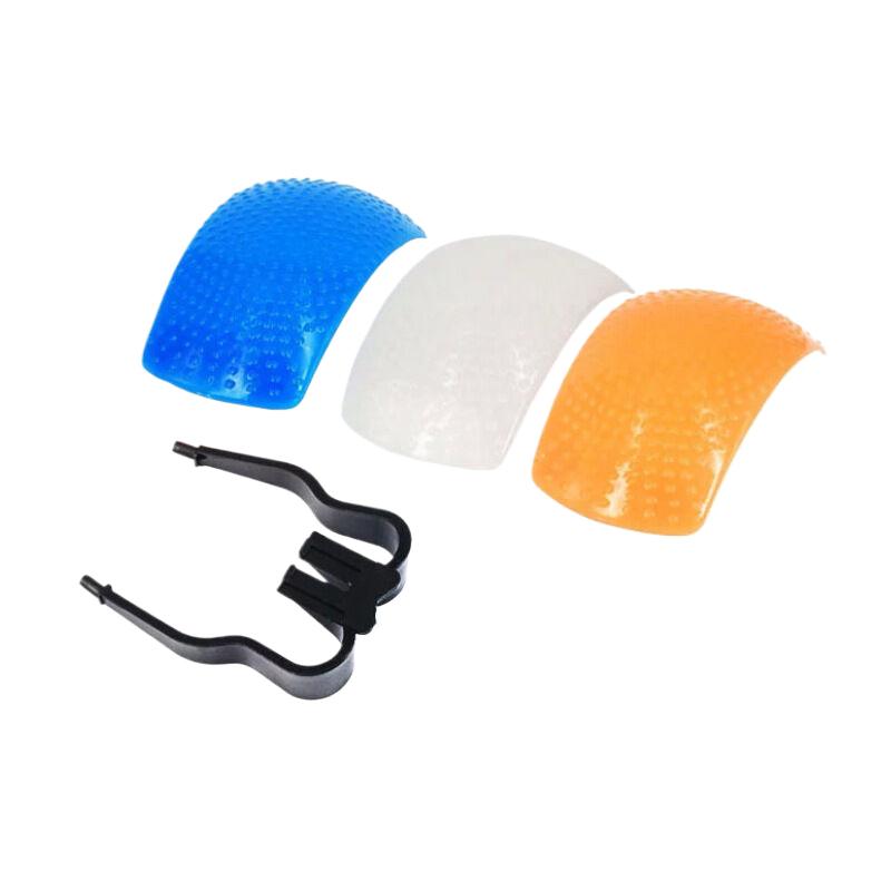 

1/2Sets 3 Colors Diffuser Covers For DSLR SLR Cameras 3 In 1 Adjustable Up Flash Bounce Diffuser Cover Blue White Orange