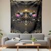 Lotus Mandala Wall Tapestry Black Gold Purple Flower Ornate Spiritual Decor for Yoga Room Bedroom Living Gift