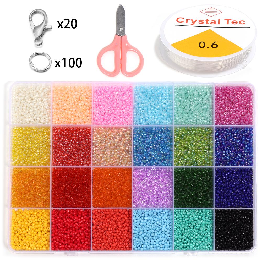2mm Seed Beads Jewelry Making Kit Glass Pure Rice Beads Set For DIY Art Handmade Bracelets Necklace Ring Earrings Accessories