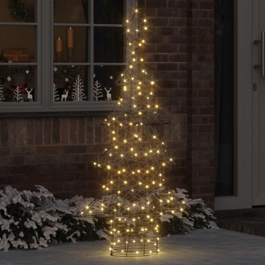 Christmas Tree with 160 Warm White LEDs 150 cm Rattan