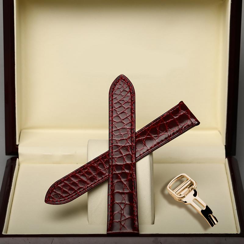 20 22mm Blue Purple Gray Pink Alligator Strap Replacement Cartier Tank London Men Women Folding Buckle Watch Strap Accessories
