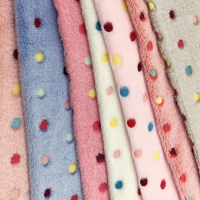 Polka Dot Double-Sided Flannel Fleece Fabric for Blankets, Pajamas, Cushions, Pet Beds