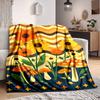 1pc Mushroom Sunflower Lightweight Flannel Blanket, Comfortable and Warm Blanket, for Office and Camping Sofa Bed, Livingroom167