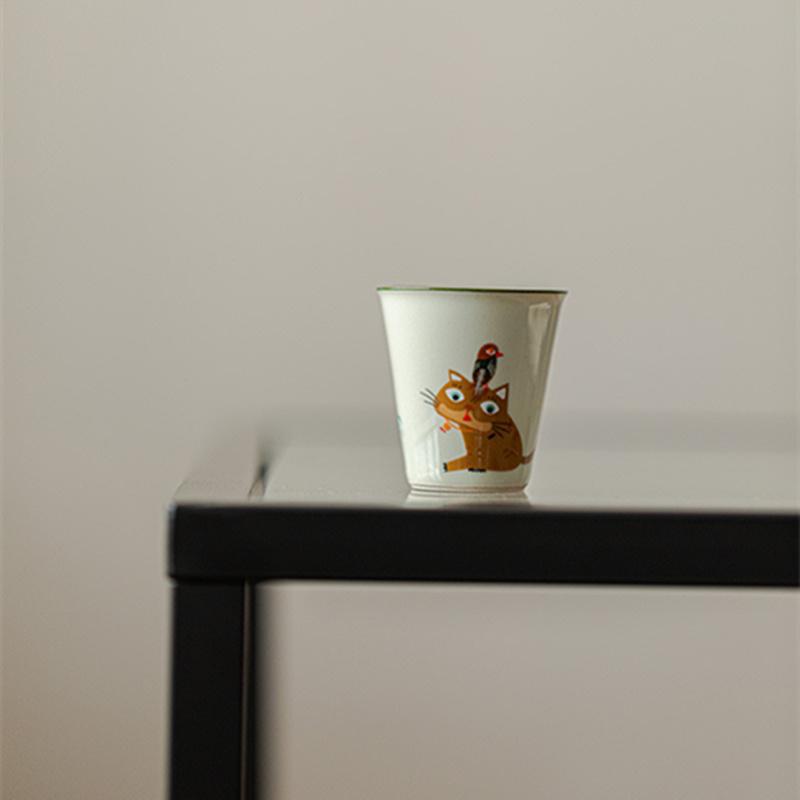 45ML Ceramic Mini Espresso Cups Cartoon Cute Cat Espresso Mugs Porcelain Coffee Mugs Demitasse Cups Tea Cups Handmade