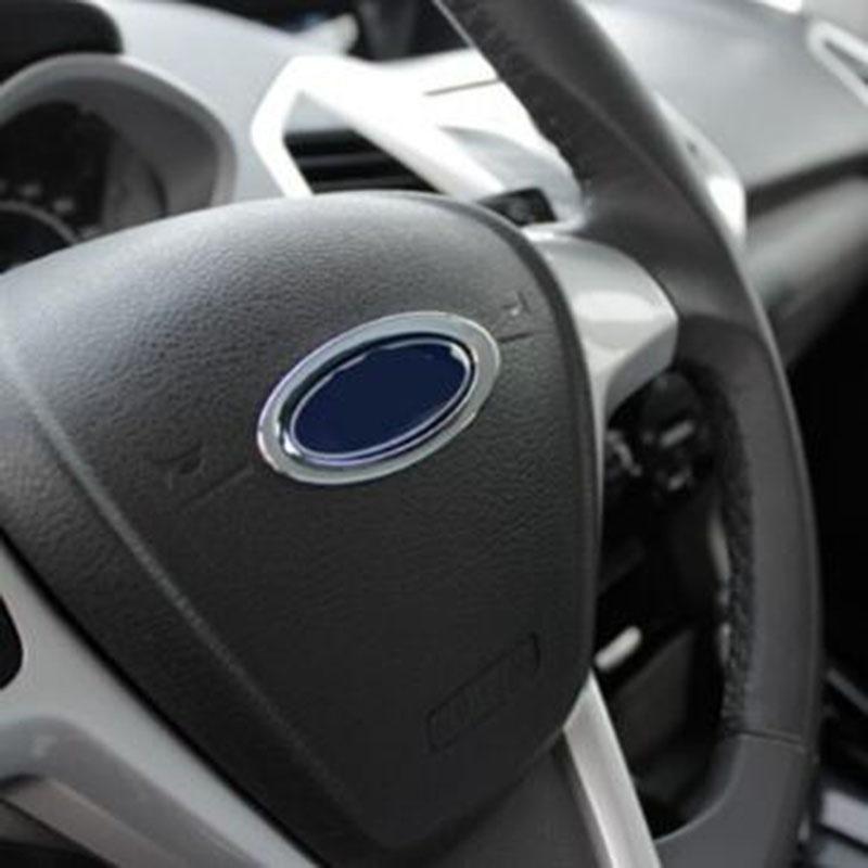 Hochwertige Lenkrad ABS Chrom Zierleiste Abdeckung Logo Ring für Ford Mondeo 2009 2010 2011 2012 2013 2014 2015 Autozubehör