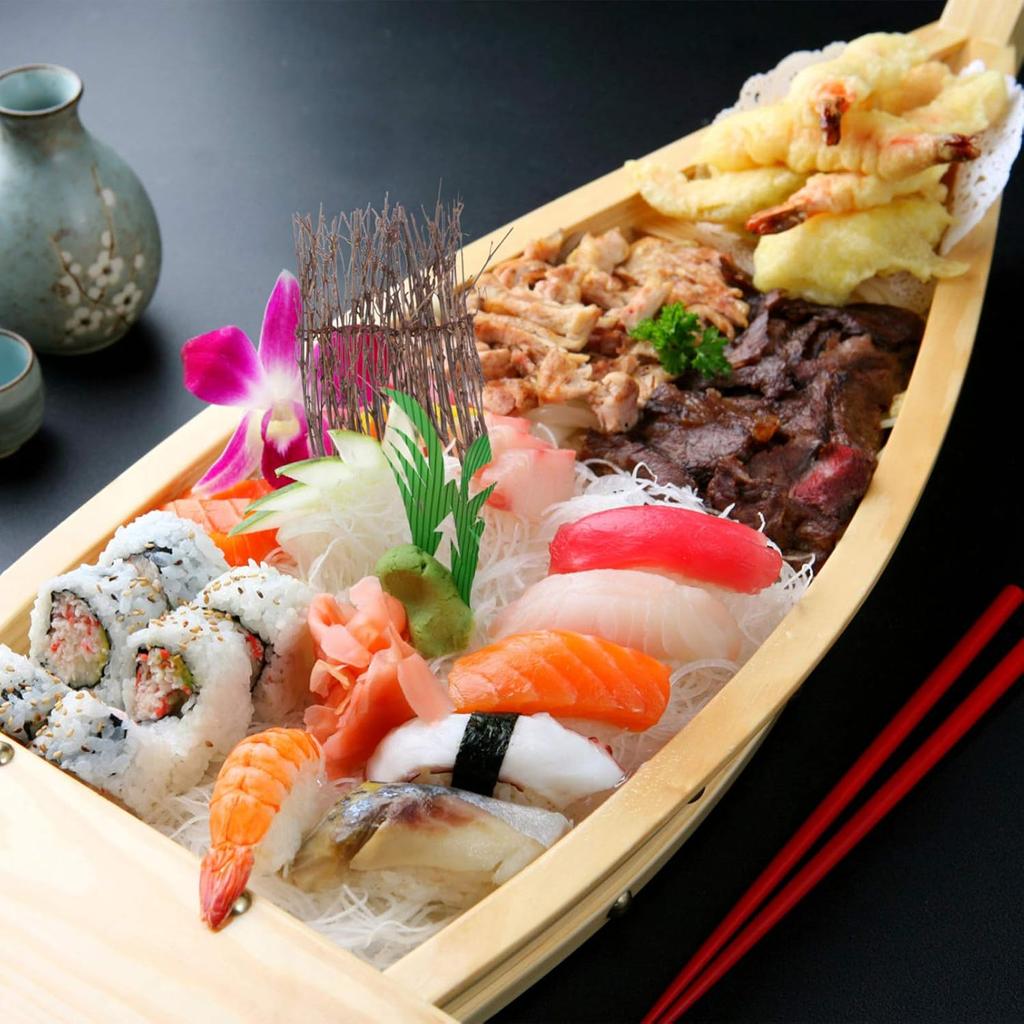 Cabilock 6PCS Japanese Bamboo Decoration Mini Fence Sashimi Serving Plate Decor Sushi Restaurant Desktop Ornaments Japanese Decoration