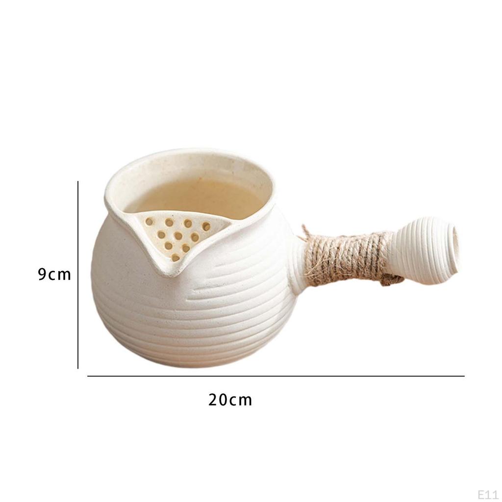 Ceramic Teapot Porcelain Tea Pot Maker Kettle with Rope Wrapped Handle for Household