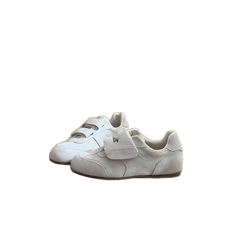 Soft Leather Women's Spring and Autumn New Versatile Round Head Retro Casual Sports Shoes Velcro Shallow Mouth Single Shoes