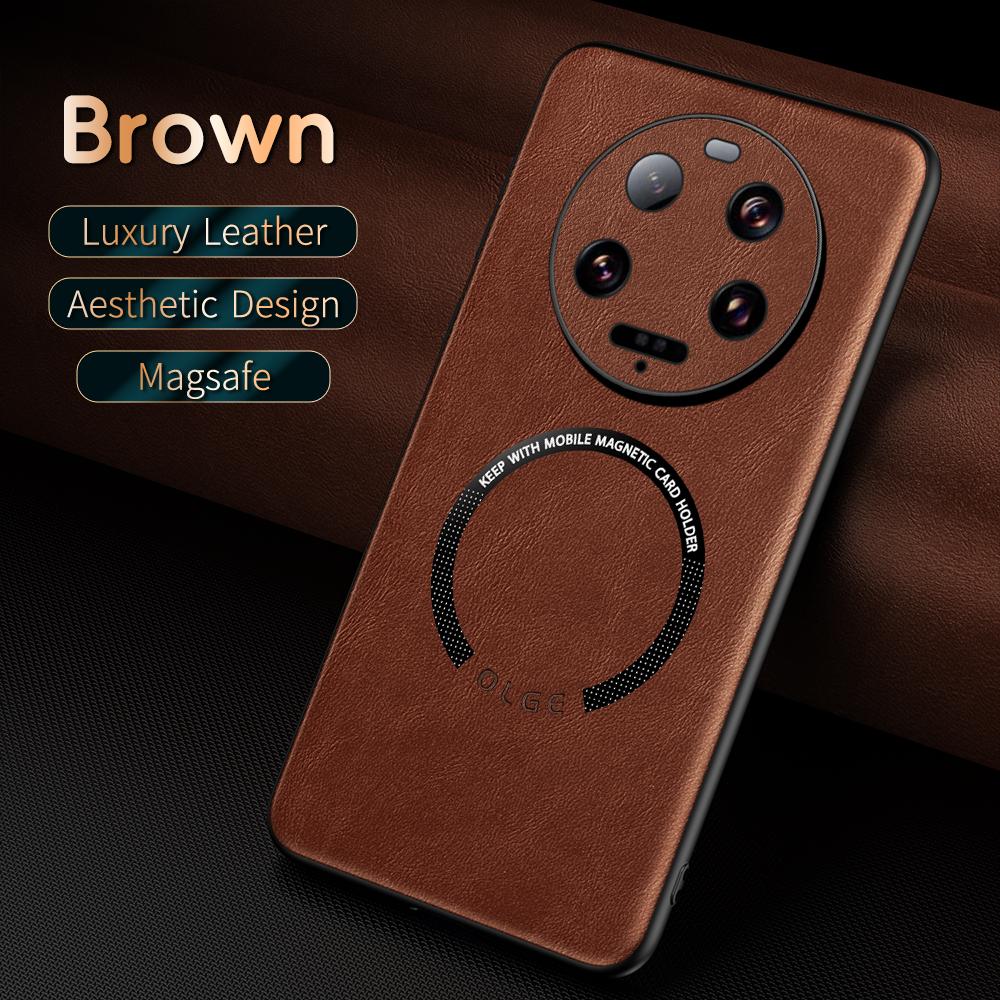 Luksusowe skórzane etui magnetyczne Magsafe do Xiaomi 14 13 12S 11 13T 5G Etui z uchwytem samochodowym Silikonowe odporne na wstrząsy Pokrowiec ochronny