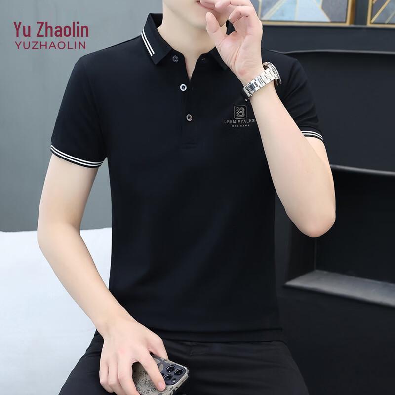 YUZHAOLIN Men s Summer Short Sleeve POLO T-Shirt 2XL чёрный