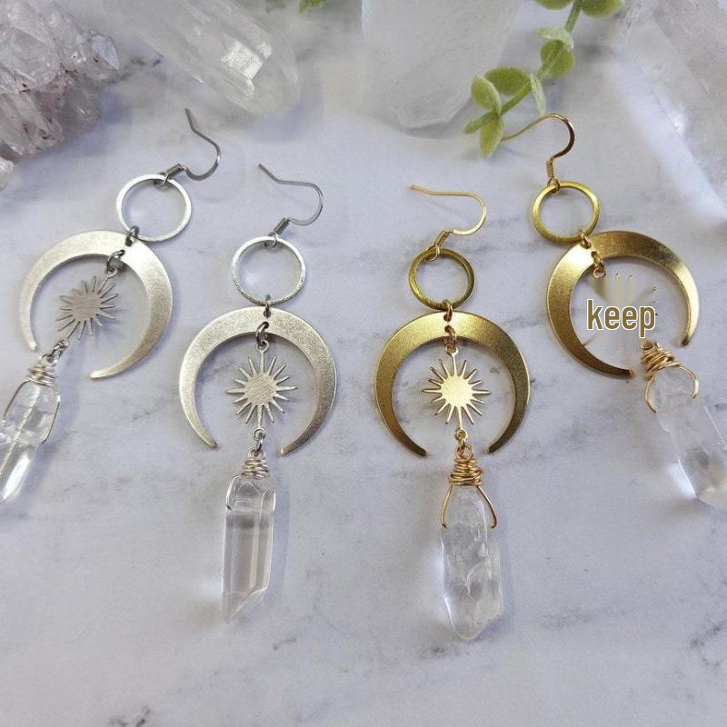 Quartz Moon and Sun Earrings - Hot Selling Foreign Trade Item