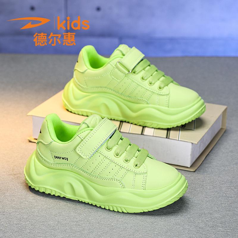 Delhui Studenten Kinderschuhe Sportschuhe 2025 Frühling und Herbst neu Leder wasserdicht Mittelalterliche und ältere Mädchen Freizeitschuhe