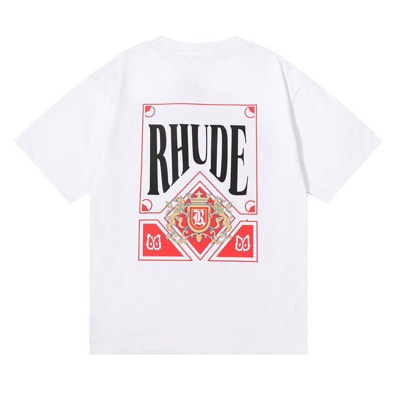 RHUDE Poker Print Cotton T-Shirt Men Women High Street Casual Top Everyday Wear