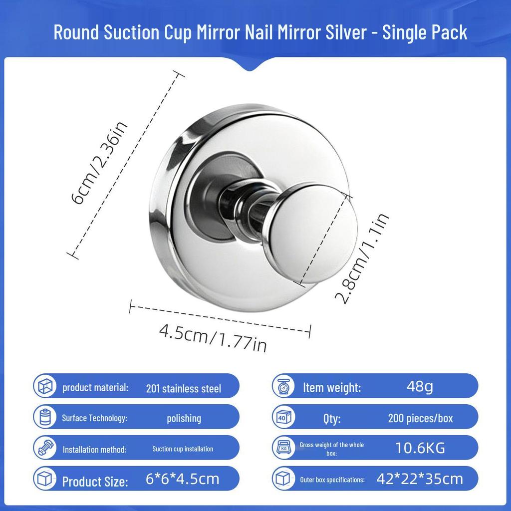Stainless Steel No-Drill Suction Cup Hook for Kitchen & Bathroom