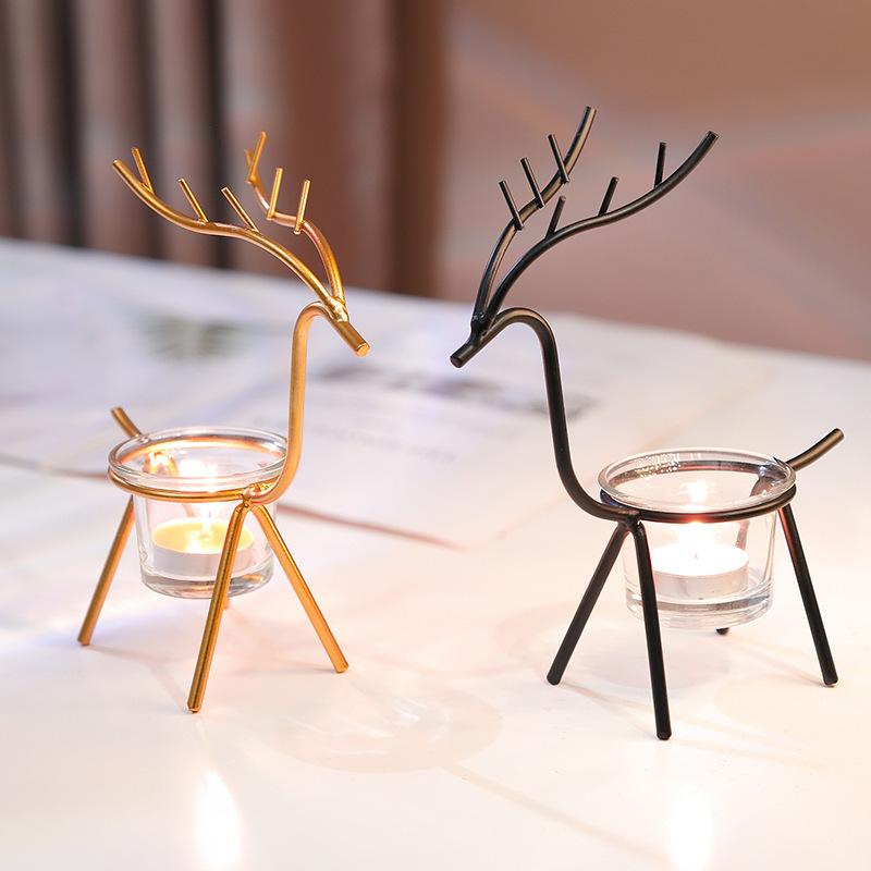 Portacandele in Ferro Moderno Romantico Retro Domestico Hotel Tavolo Ins Decorazione Cena a Lume di Candela di Natale Portacandele Ornamenti